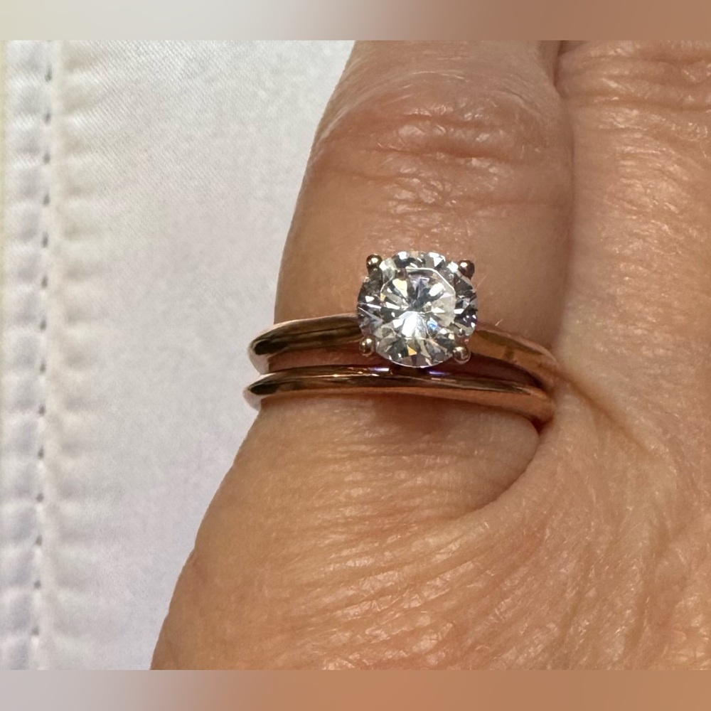 NWT Elegant Sterling Silver Ring Set, Plated with Rose Gold